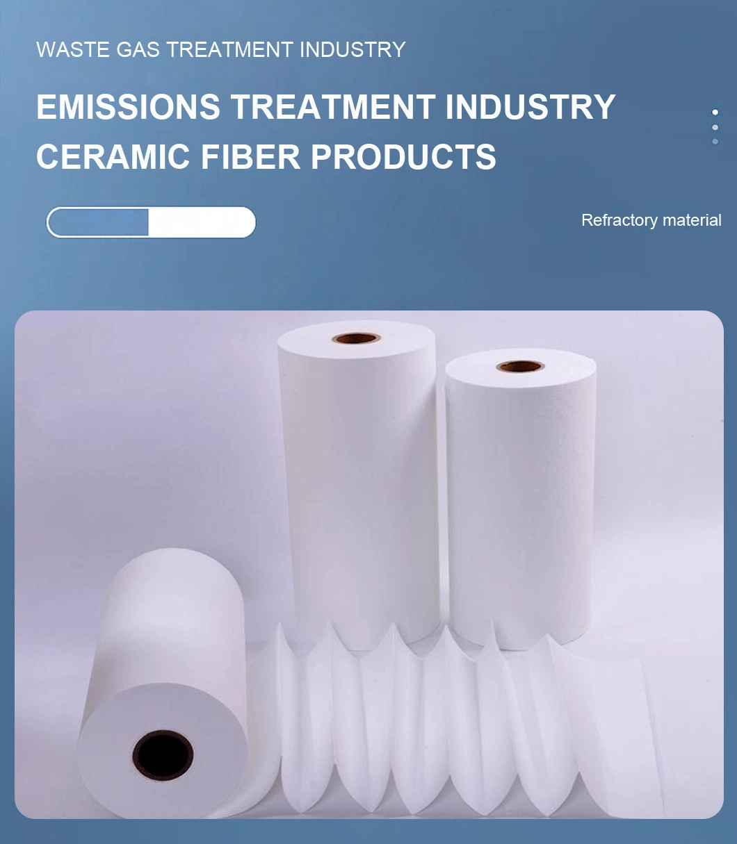 0.4-0.8mm Flameresistant Uniformity of Thickness Ceramic Fiber for Exhaust Gas Filtration